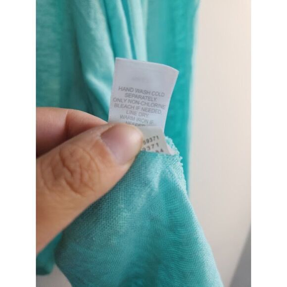 Jill Love Linen Blue Green 100% Linen Open Tunic Cardigan Sweater size Large - Picture 6 of 7